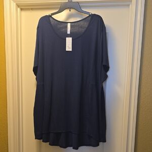 Cacique Navy Scoop Neck Oversized Tunic